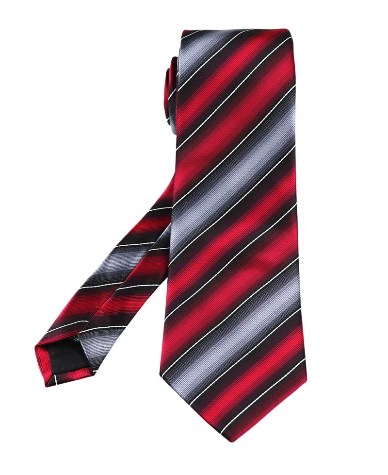 Elfeves Men's Modern Striped Patterned Formal Ties College Daily Woven Neckties (One Size, Deep Red Grey) - Image 3